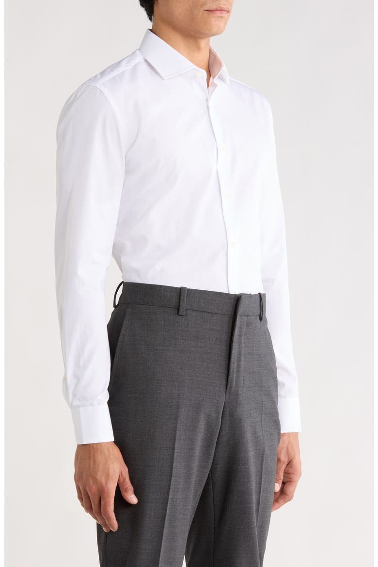 White Knight Modern Tailored Fit Wrinkle Resistant Button-Up Shirt, Alternate, color, WHITE