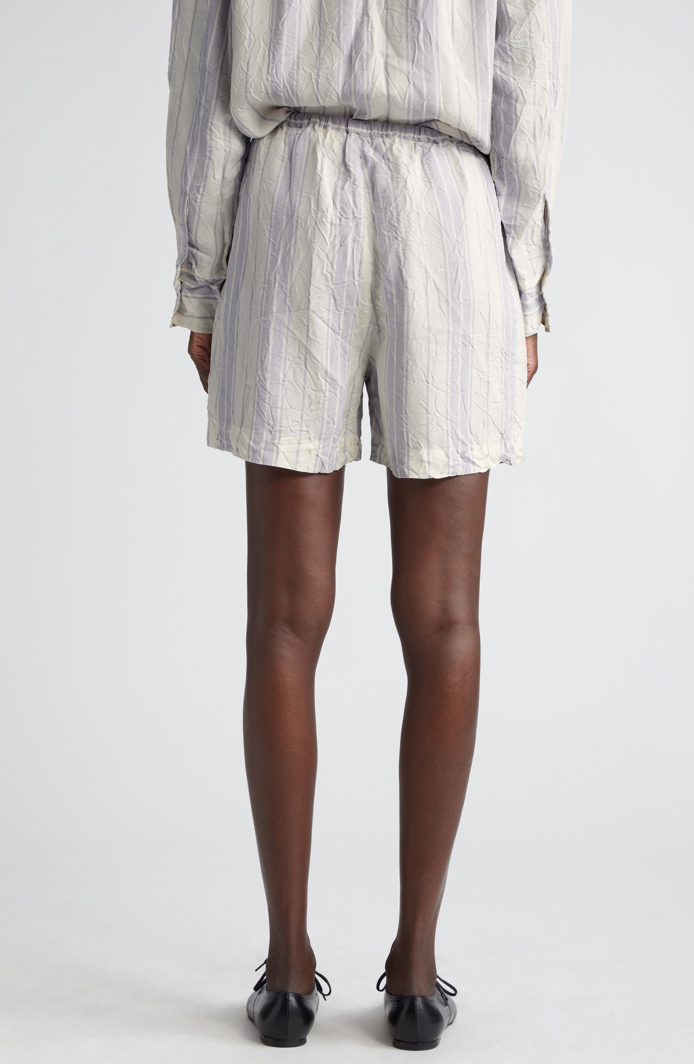 BITE Studios Portico Stripe Rumpled Satin Drawstring Shorts (Women ...