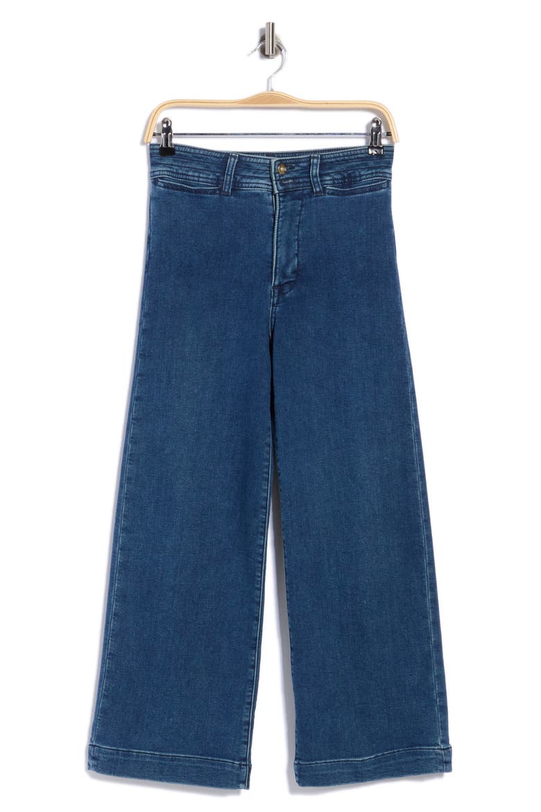 Stretch Terry High Waist Ankle Wide Leg Jeans, Main, color, CREEKSTONE WASH