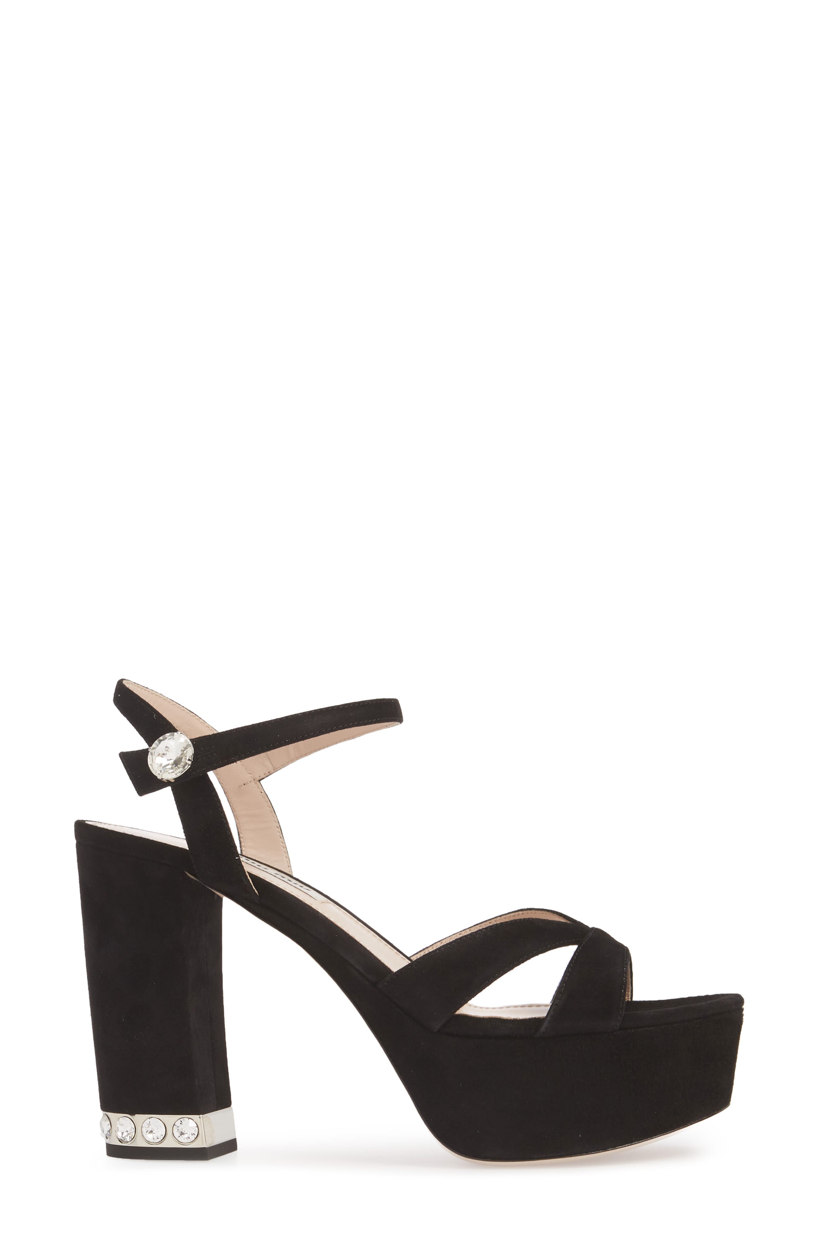 Miu Miu Jeweled Heel Platform Sandal, Alternate, color, 