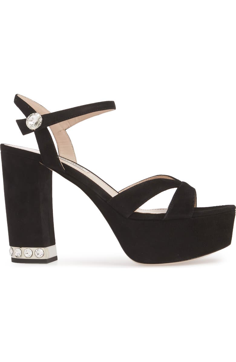 Miu Miu Jeweled Heel Platform Sandal, Alternate, color,