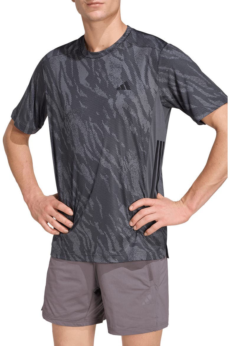 Tech Essentials Performance Allover-Print T-Shirt, Main, color, GREY SIX
