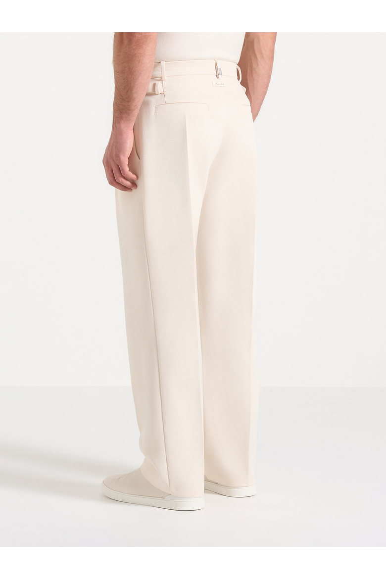 Dorian Pleated Tailored Trousers, Alternate, color, Cream