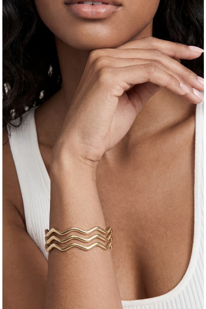 Zig Zag Bangle Set, Alternate, color, GOLD