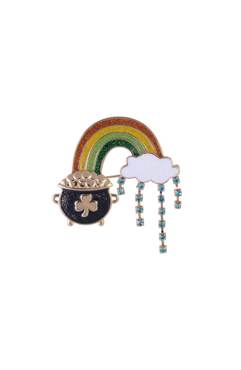 Hallmark Rainbow and Pot of Gold Pin, Main, color, Green