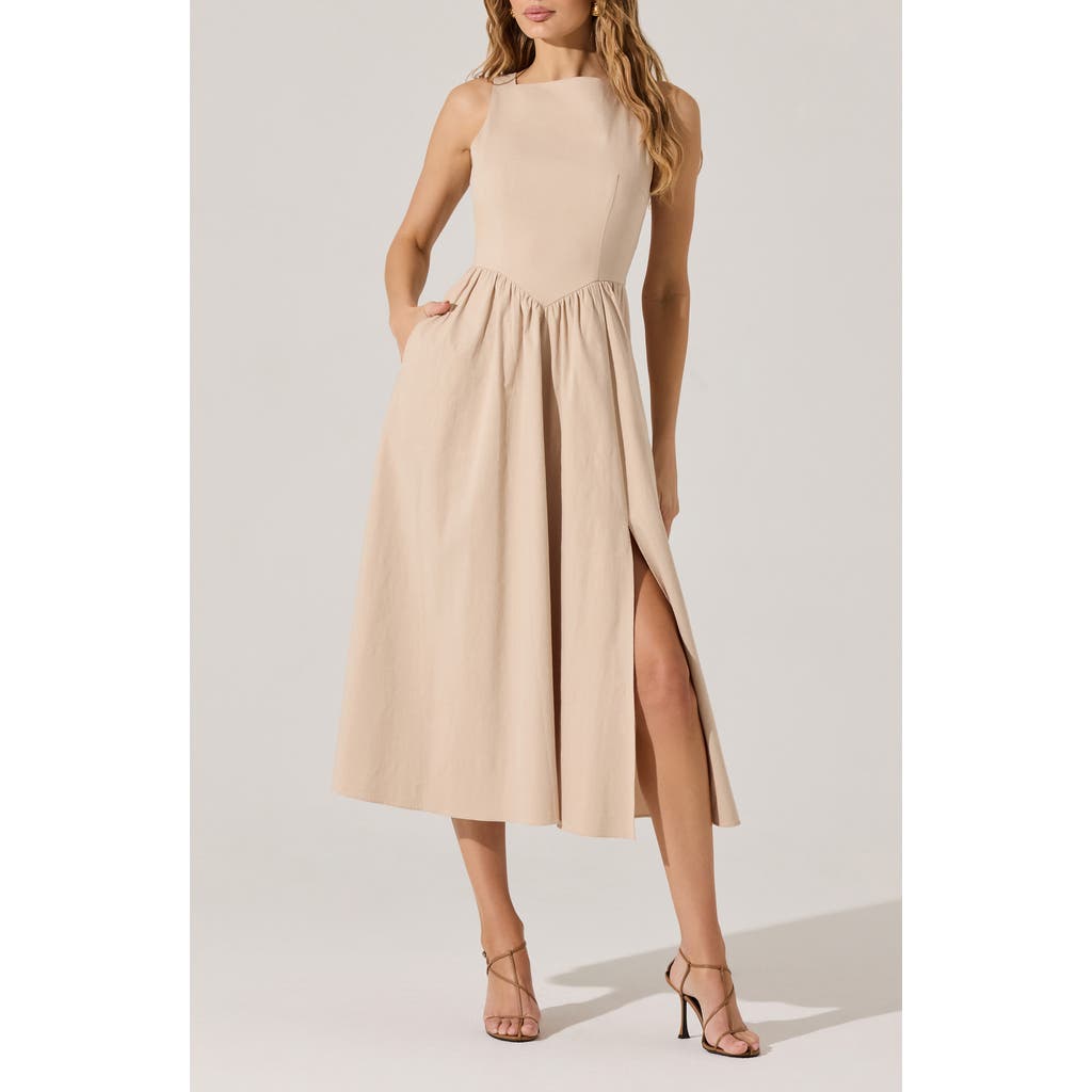 Astr The Label Bow Back A-line Dress In Sand