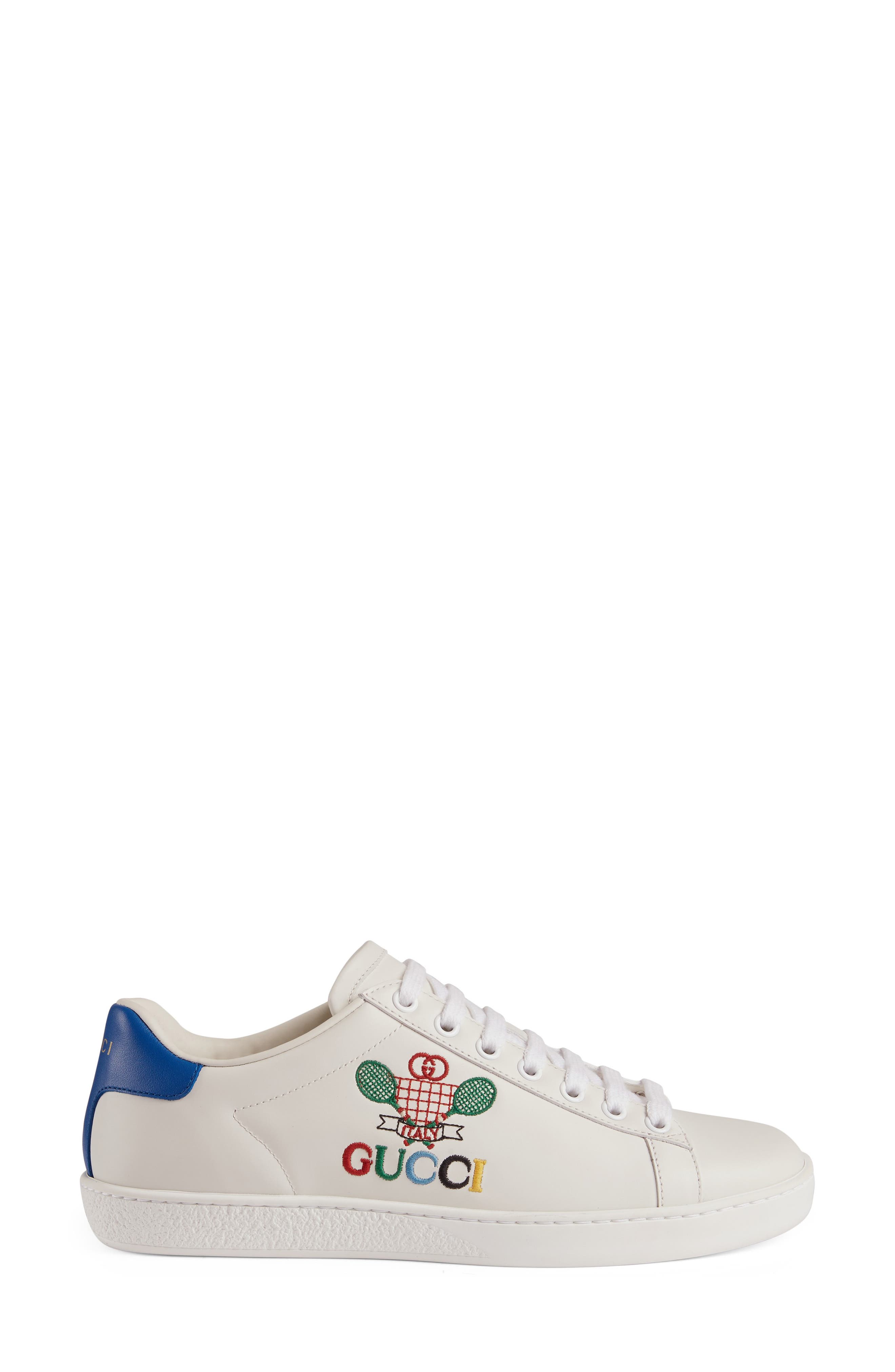 Gucci New Ace Embroidered Tennis Sneaker, Alternate, color, 