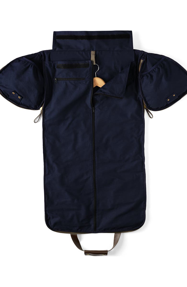 Lands' End Waxed Canvas Convertible Garment Duffle, Alternate, color, Radiant Navy