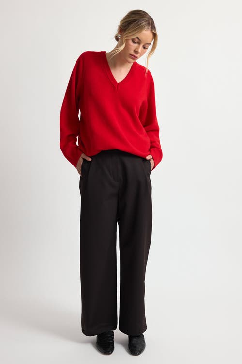 Almina Concept Wool V Neck Sweater In Red