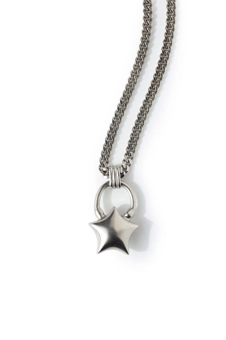 Mini Puffed Star Necklace, Main, color, Silver