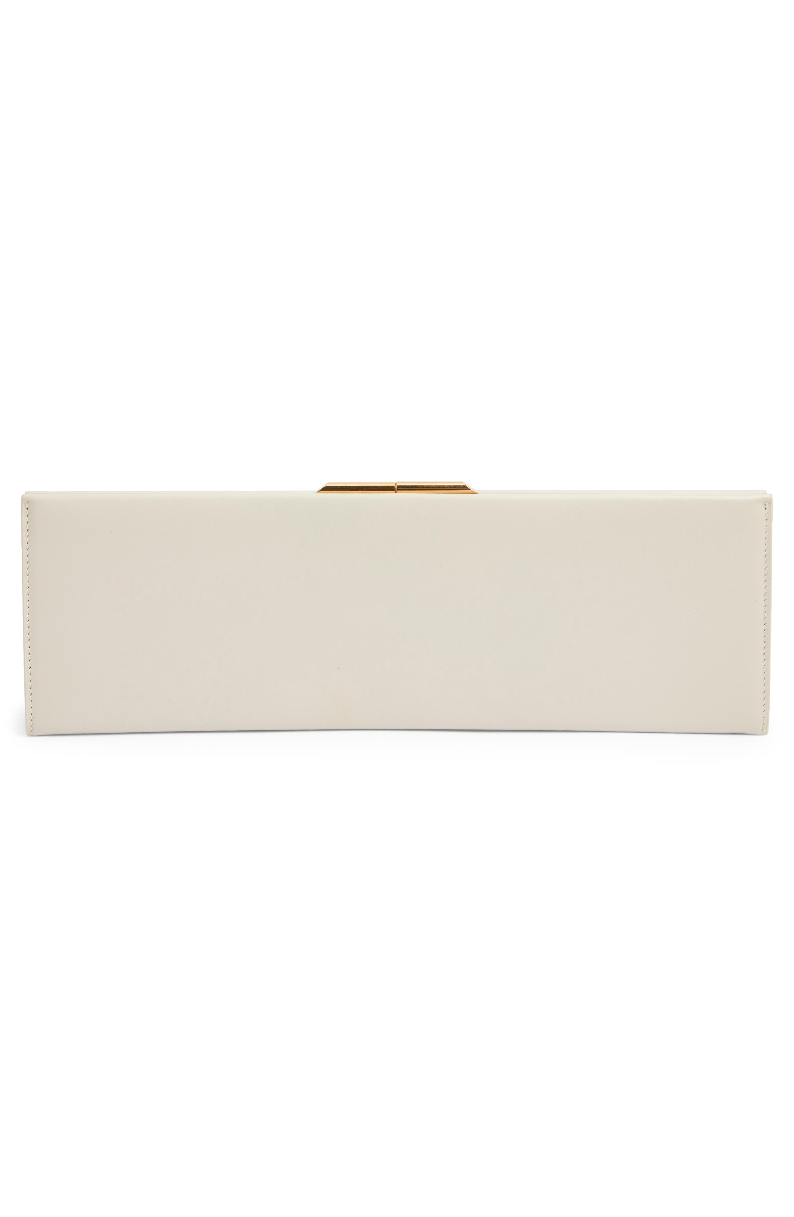 Saint Laurent Large Midnight Leather Clutch, Alternate, color, Blanc Vintage