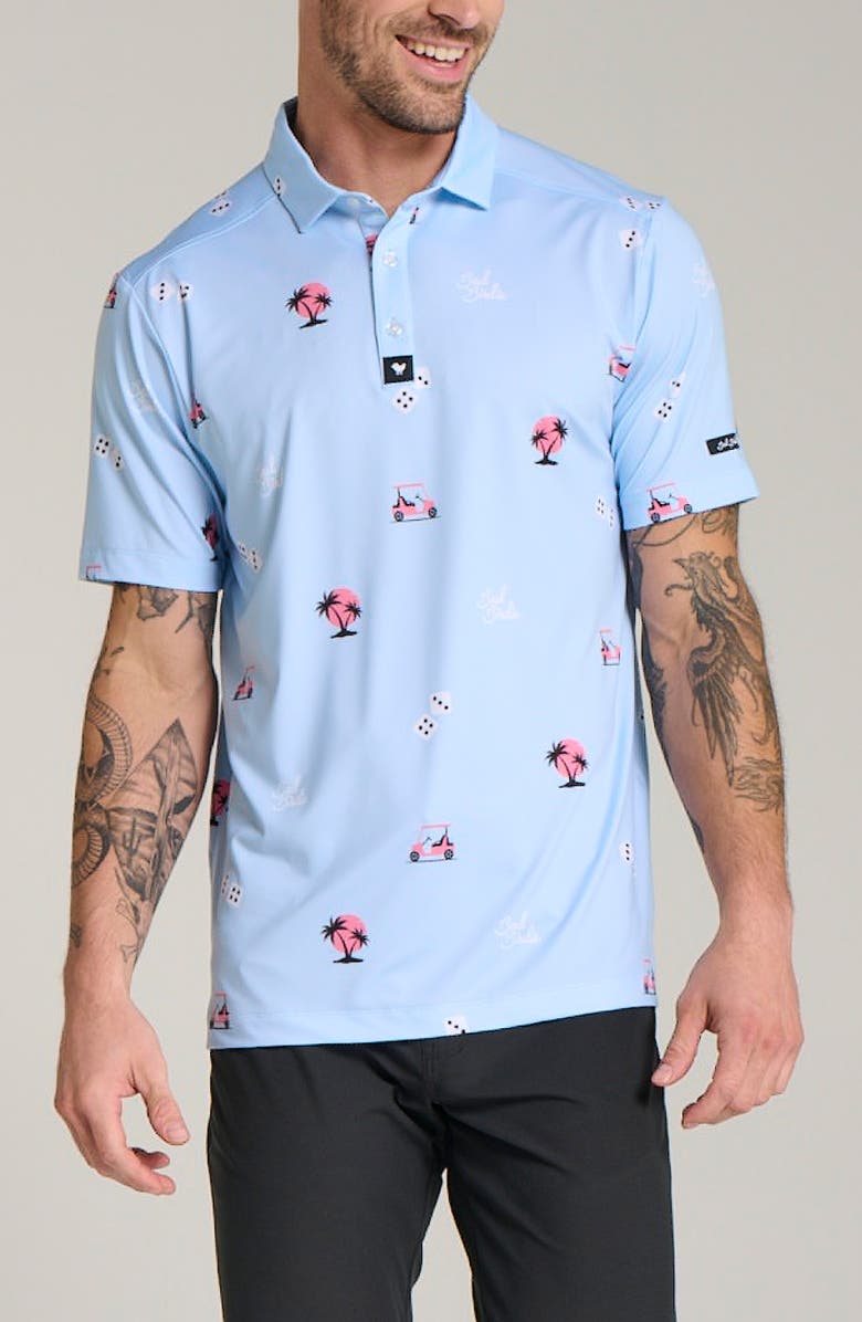 Bad Birdie Roll 'Em Dice Print Performance Golf Polo, Main, color, 