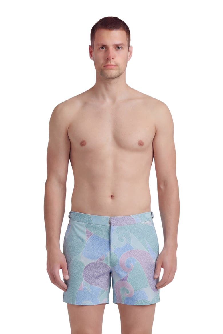Grain Paisley Mens Tailored Swim Short, Main, color, GRAIN PAISLEY TEAL