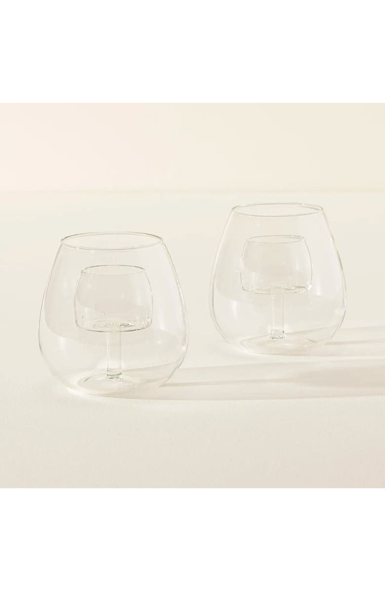 Uncommon Goods Stemless Fountain Aerating Wine Glasses Set of 2 by Chevalier Collection, Alternate, color, Clear