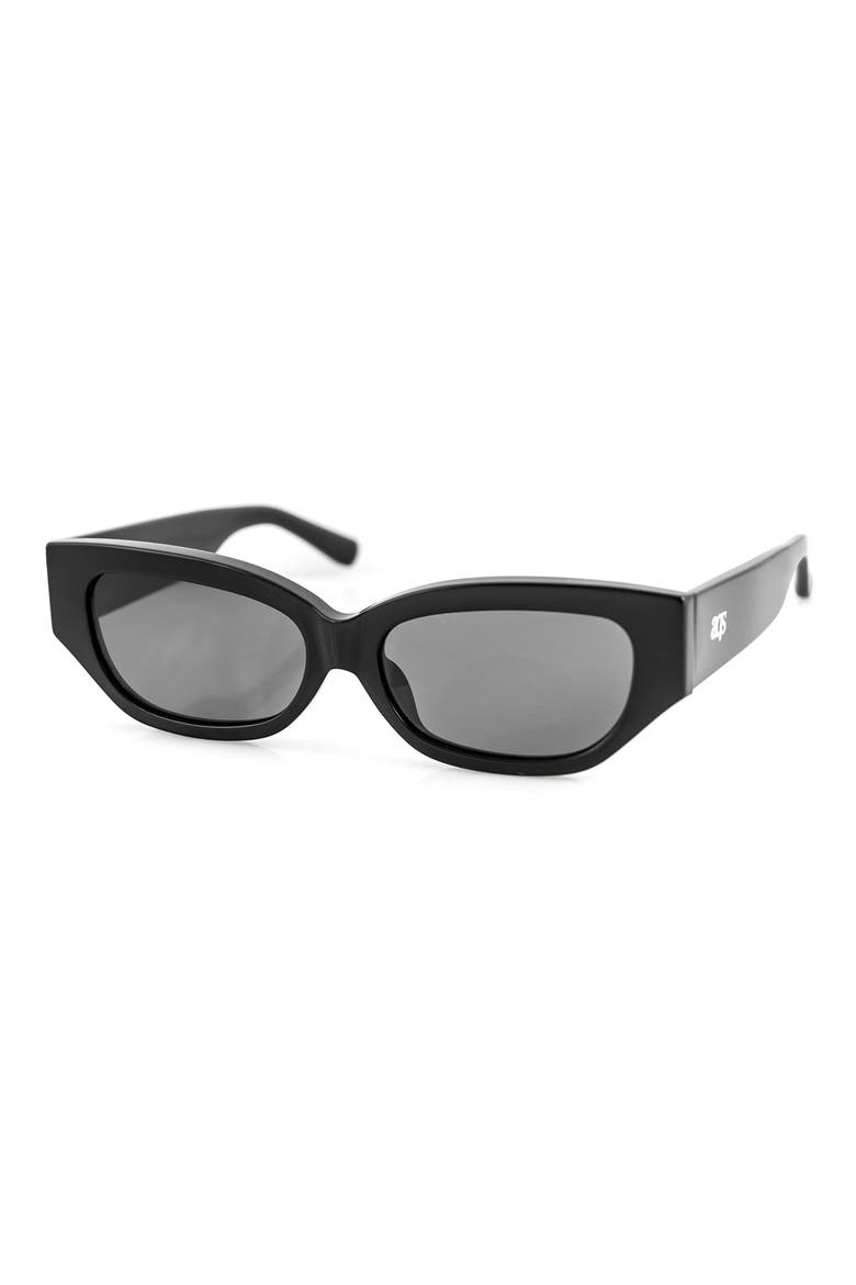 Lucia 55mm Polarized Cat Eye Sunglasses, Alternate, color, BLACK