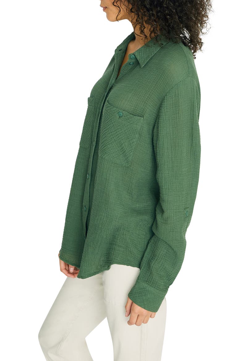 Steady Boyfriend Roll Tab Shirt, Alternate, color, PEACE GREEN