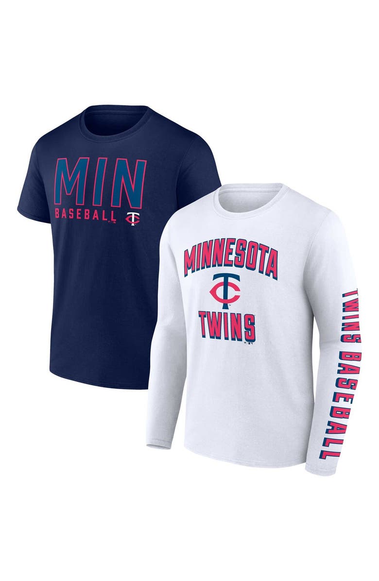 FANATICS Men's Fanatics Branded Navy/White Minnesota Twins Two-Pack Combo T-Shirt Set, Main, color, Navy