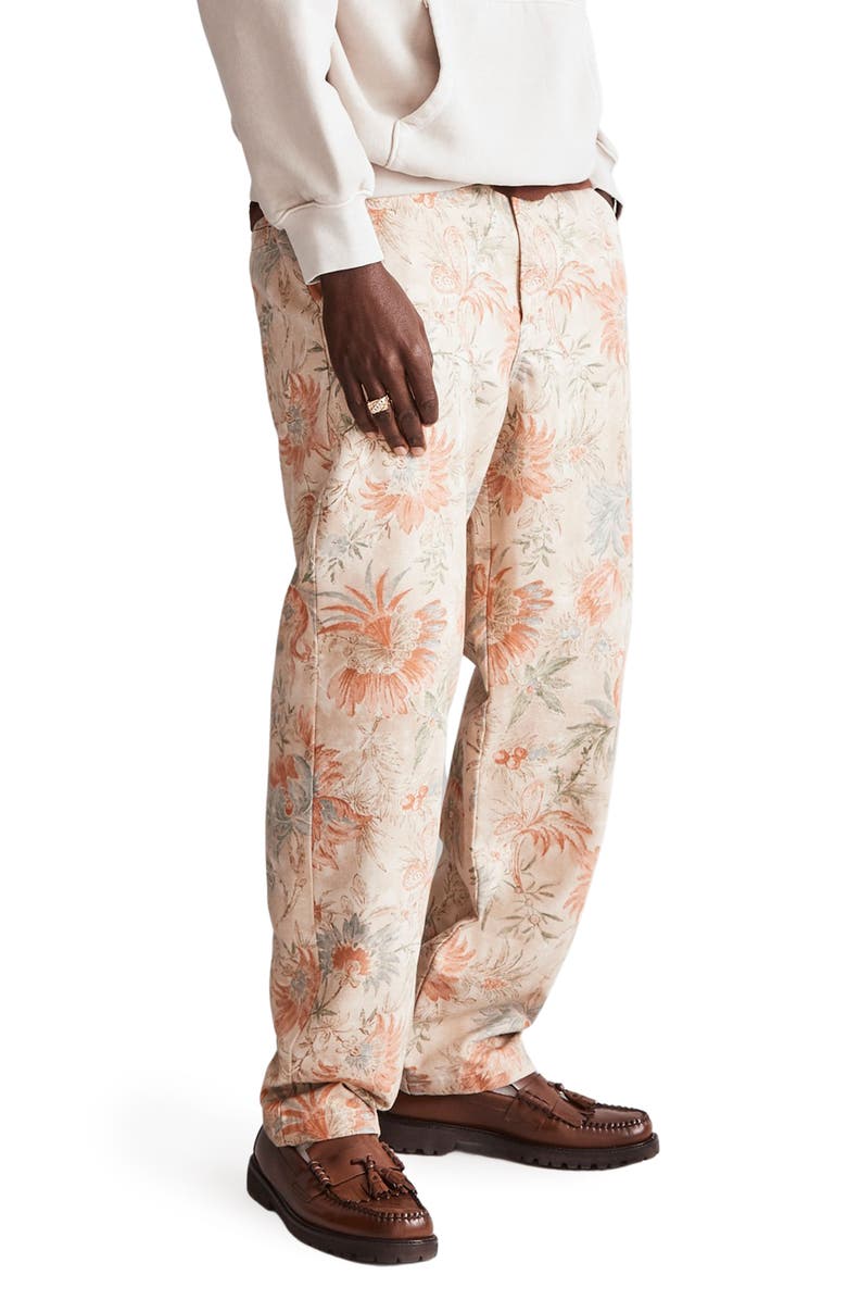 Madewell Floral Straight Leg Canvas Pants, Alternate, color, Summer Dune