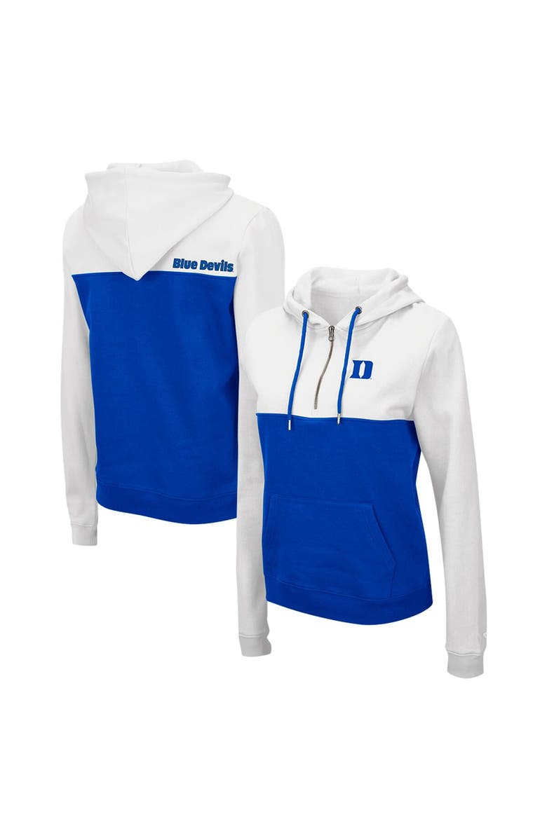 COLOSSEUM Women's Colosseum White/Royal Duke Blue Devils Aidan Lightweight Half-Zip Hoodie, Main, color, White