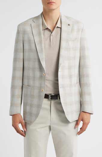 Jack Victor Hampton Light Grey Plaid Knit Wool & Linen Blend Sport Coat