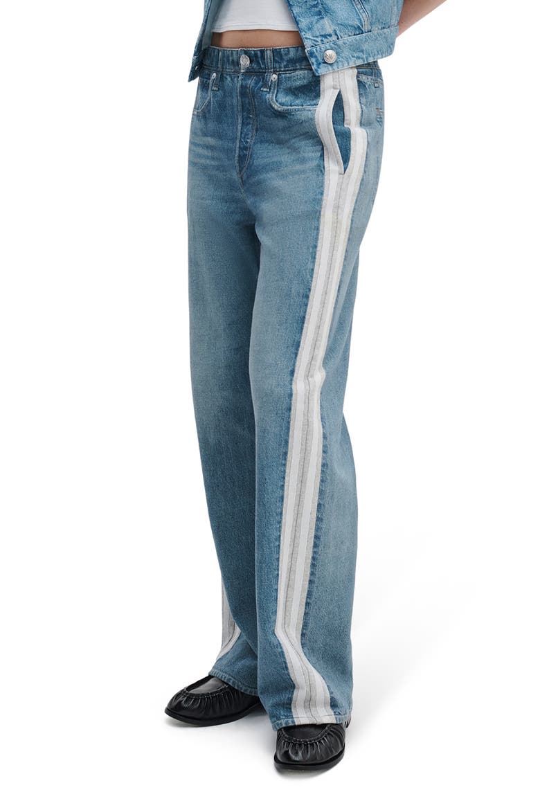 rb Miramar Side Stripe Wide Leg Cotton Terry Sweatpant Jeans
