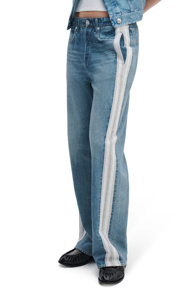 rag & bone rb Miramar Side Stripe Wide Leg Cotton Terry Sweatpant Jeans, Main, color, Sport