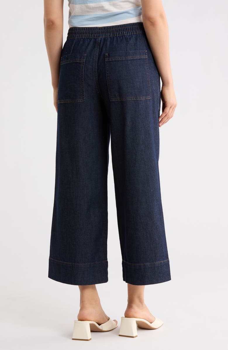 Sanctuary Tie Waist Crop Wide Leg Jeans, Alternate, color, Aged Indigo Blue