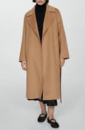 MANGO Belted Wool Blend Coat