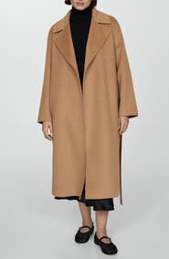 MANGO Belted Wool Blend Coat
