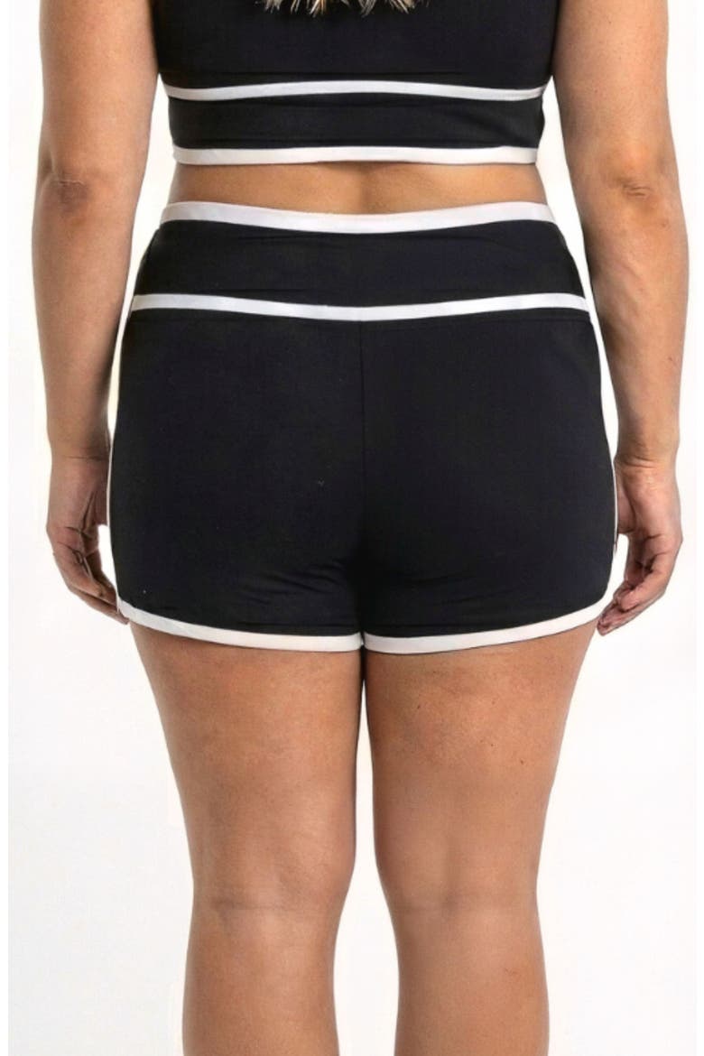 Plus Size Swim Shorts Two-Toned Collection, Alternate, color, Black & White