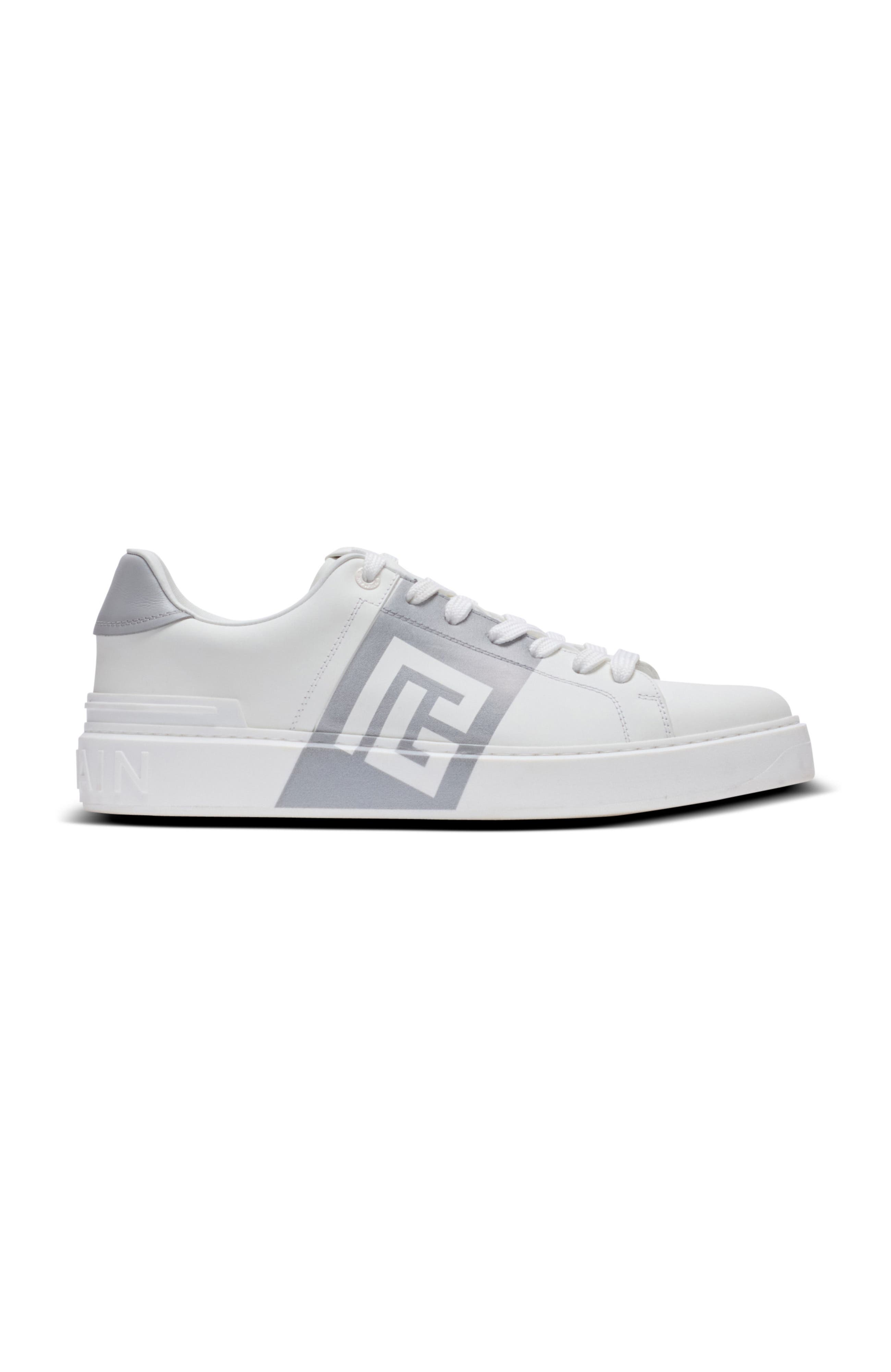 Balmain B-Court Trainers In Calfskin With Logo, Alternate, color, White