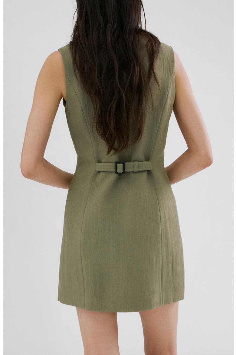 Texture Sleeveless Button Minidress, Alternate, color, GREEN