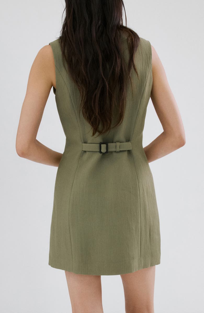 MANGO Texture Sleeveless Button Minidress, Alternate, color, Green