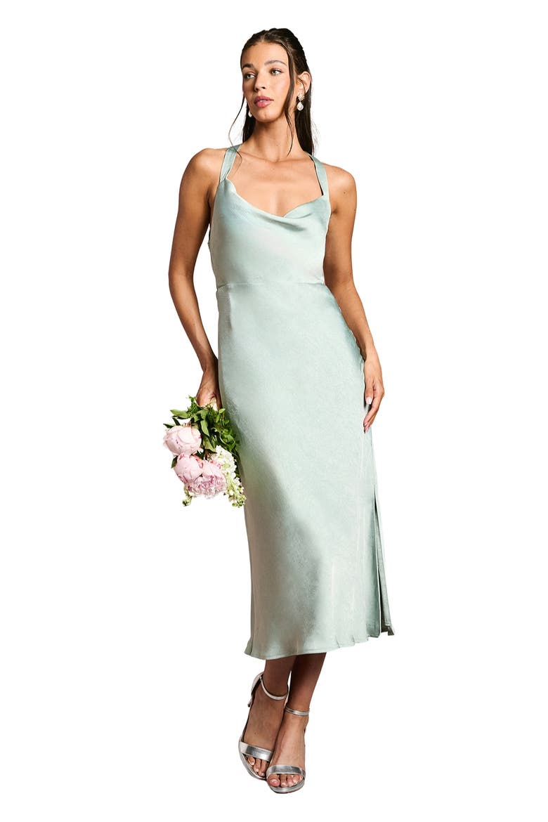 Satin Bridesmaids Dress, Main, color, Sage