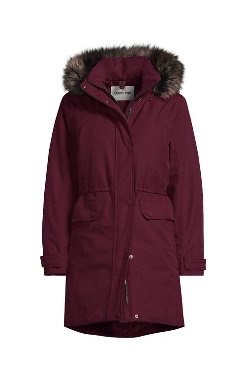Lands' End Expedition Waterproof Down Winter Parka With Faux Fur Hood In Burgundy