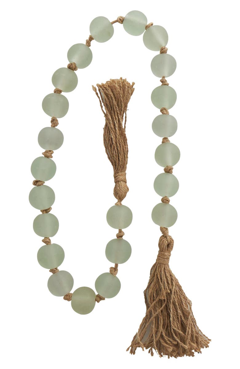 WILLOW ROW Bohemian Glass Beaded Tassel Garland, Alternate, color, Green