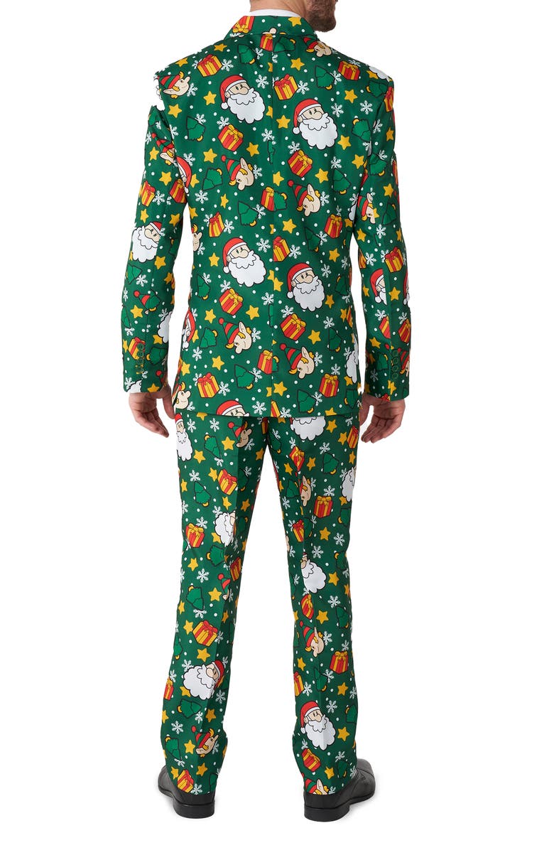OppoSuits Santa & Elves Trim Fit Suit & Tie, Alternate, color, Green
