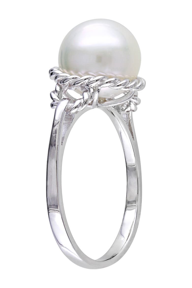 Sterling Silver 9-9.5mm White Freshwater Cultured Pearl Rope Frame Ring, Alternate, color, WHITE