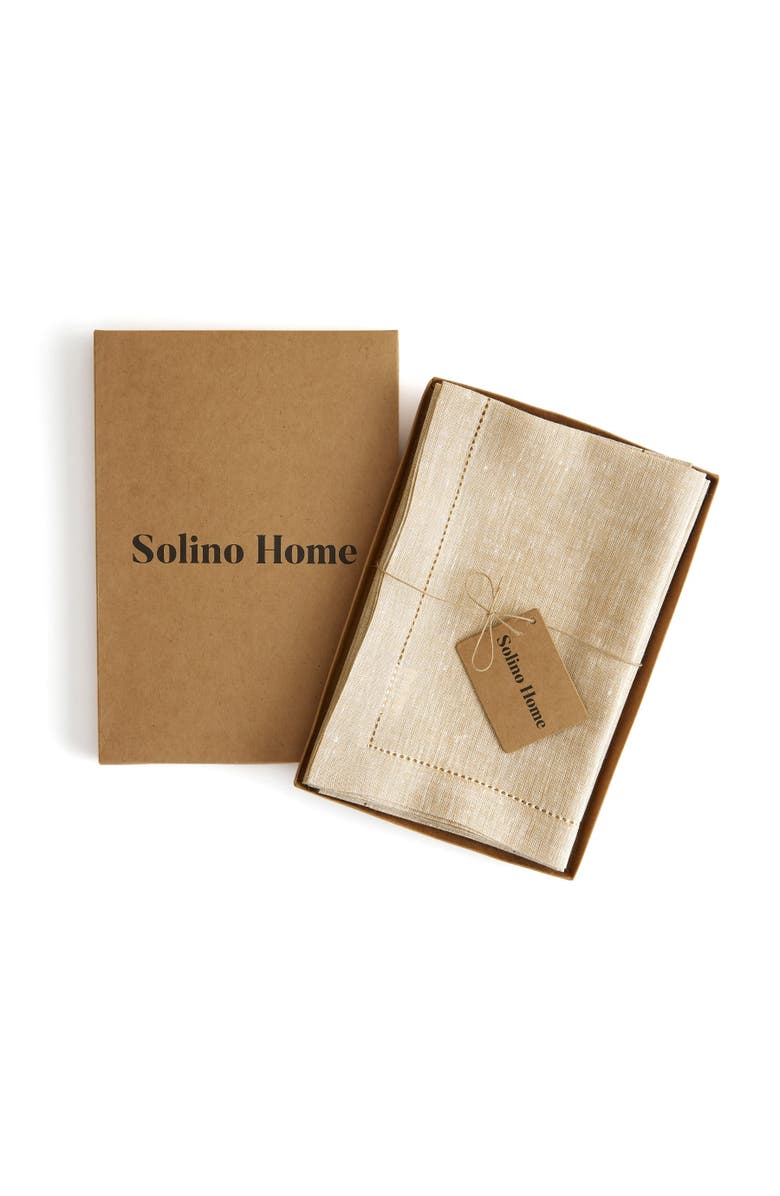 Solino Home Linen Dinner Napkins - Milan, 20" x 20" Inch, Alternate, color, Champagne Beige