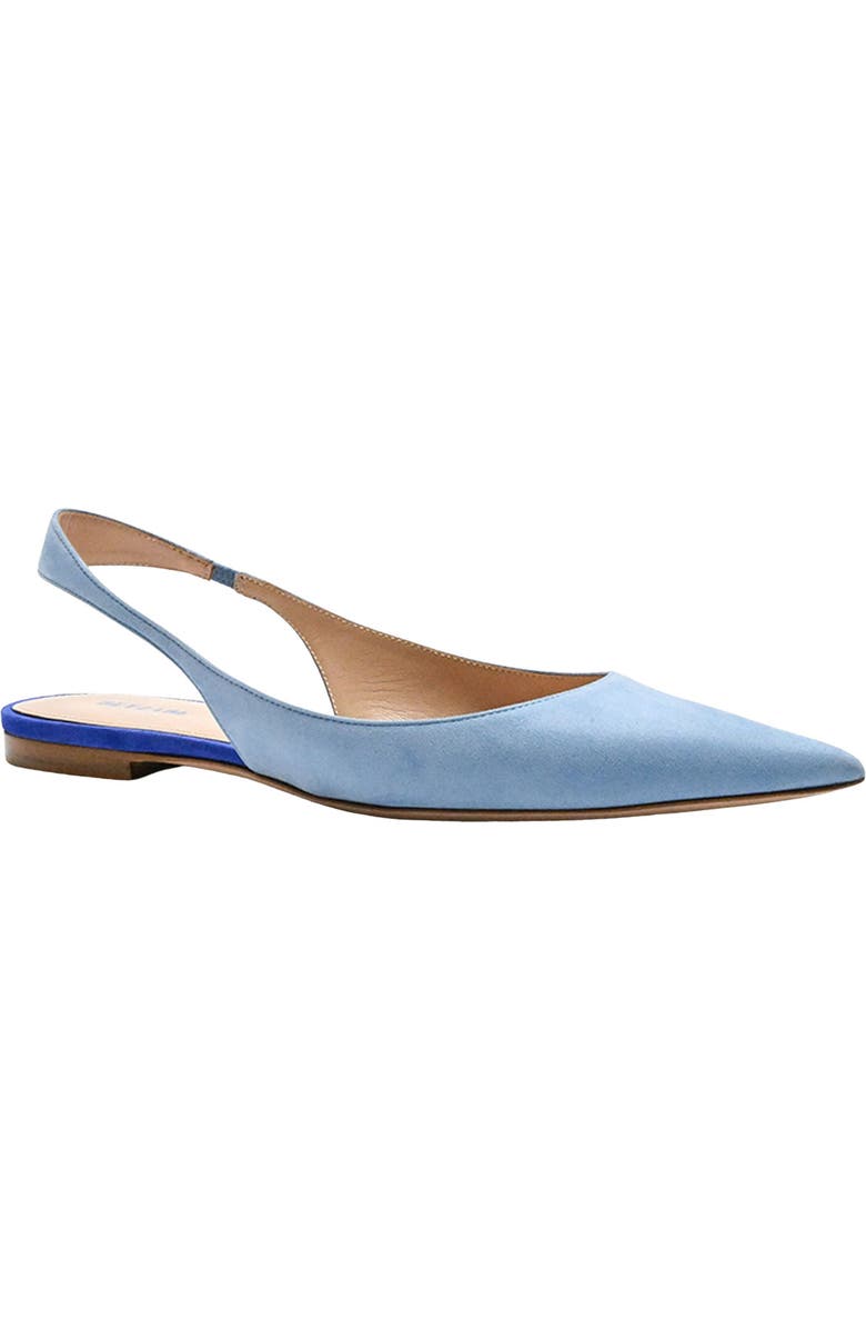 BETZÁBE Ana Pointed Toe Slingback Flat, Main, color, Sky Suede Blue Detail