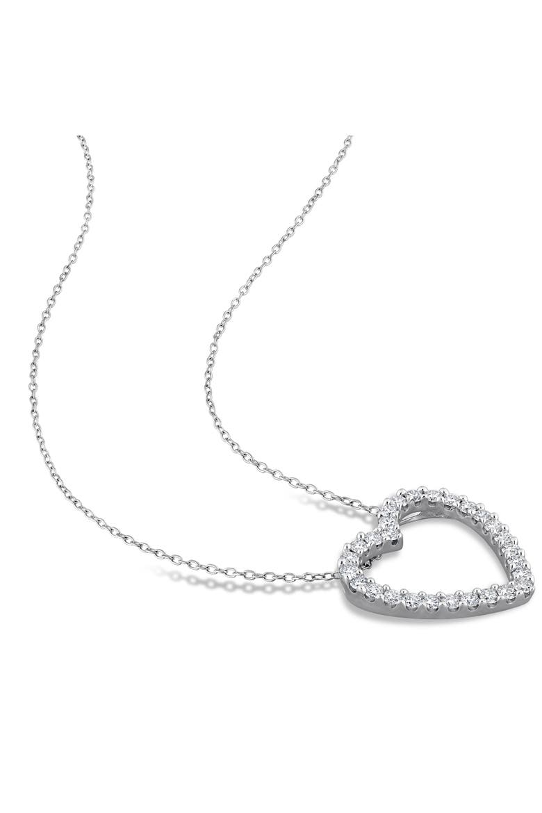 Lab-Grown Diamond Heart Necklace Sterling Silver, Alternate, color, Sterling silver