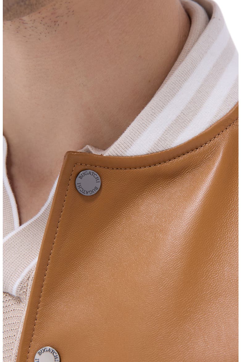 Leather Knit Hybrid Jacket, Alternate, color, TAN