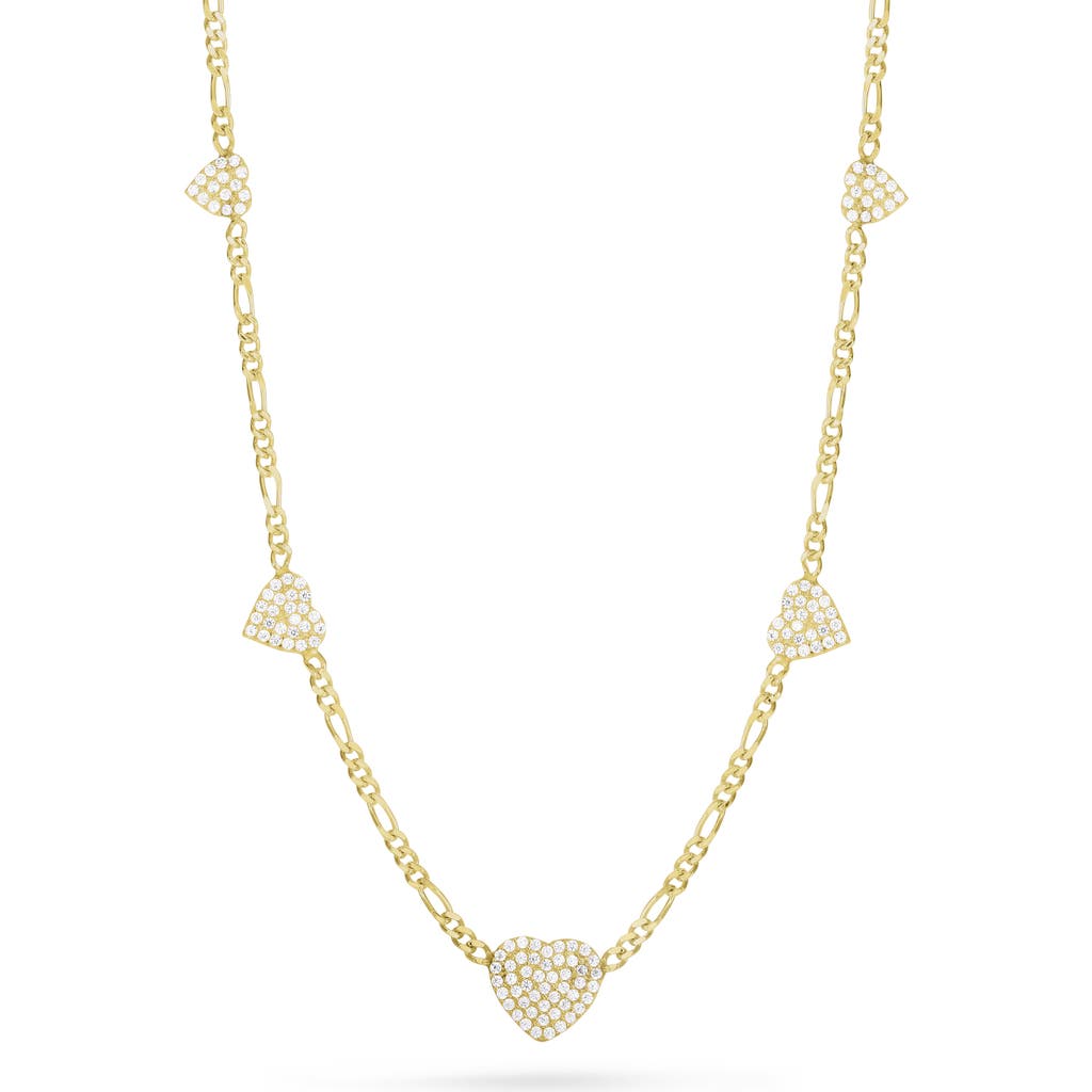 Glaze Jewelry Pavé Cubic Zirconia Heart Station Necklace In Gold