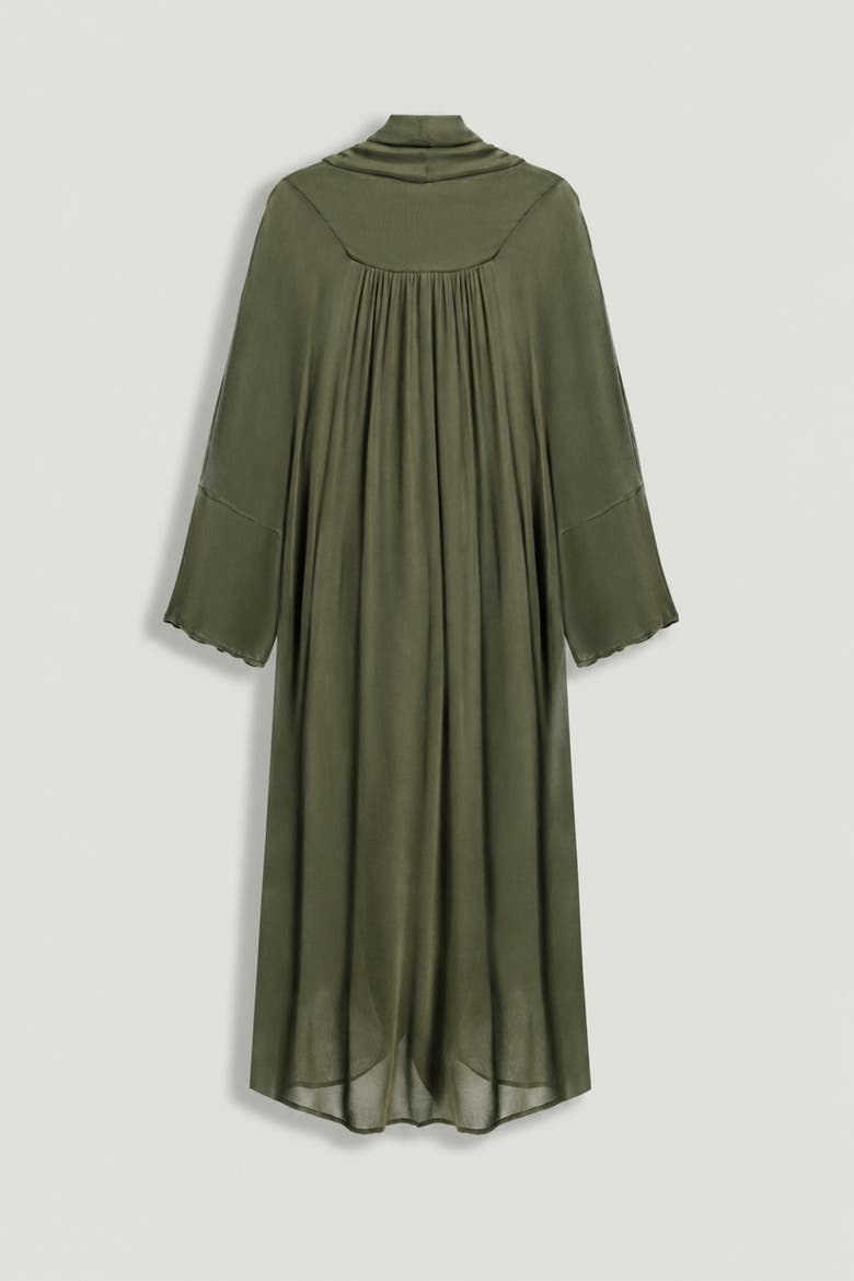 Draped Wrap Midi Dress, Alternate, color, Khaki
