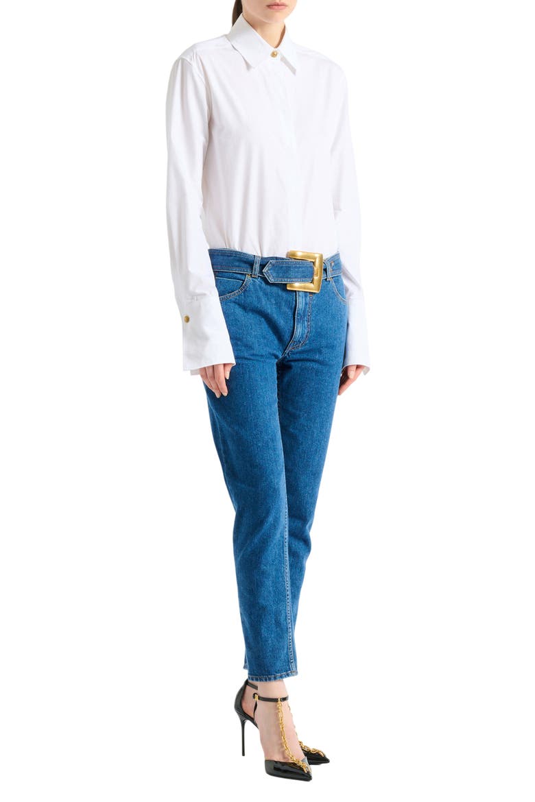 Belted denim jeans, Main, color, blue