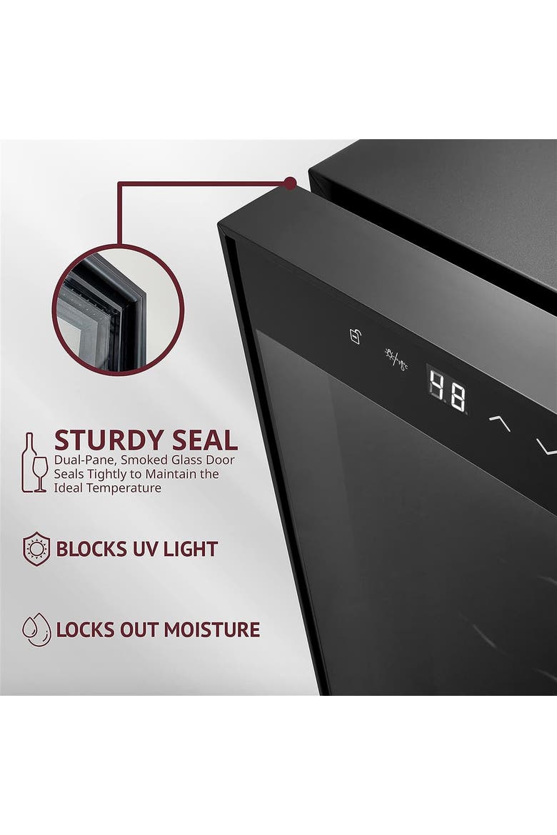 12 Bottle Thermoelectric Wine Cooler, Quiet Freestanding Wine Fridge, Alternate, color, Black