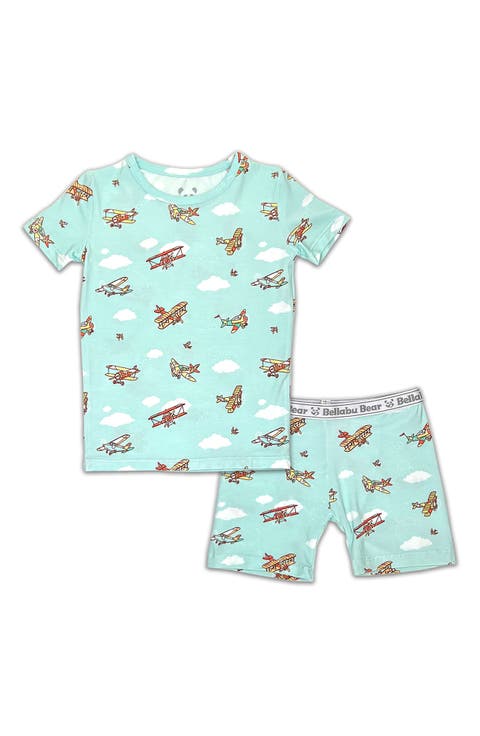 Vintage Airplanes Kids 2-Piece Short Sleeve & Shorts Pajama Set