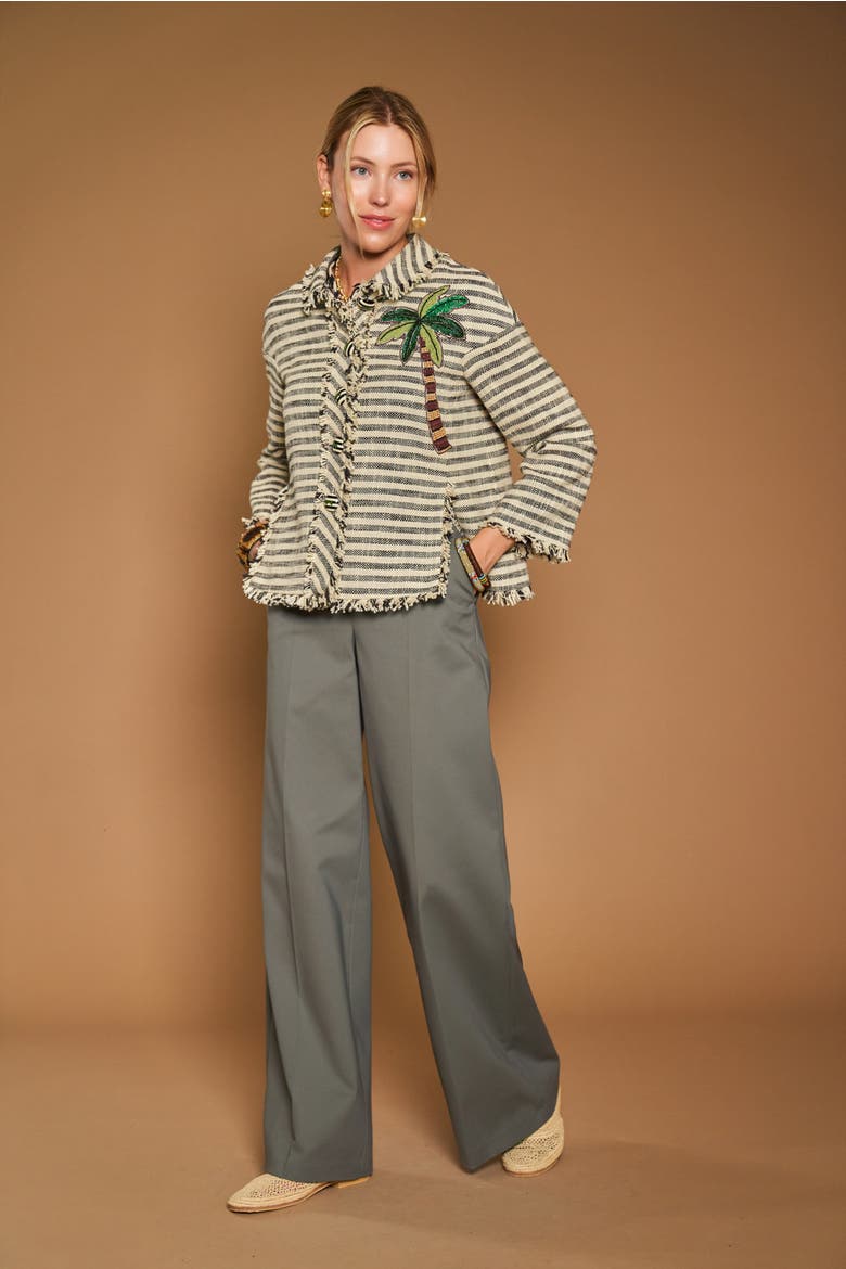 Cotton Stretch Wide Leg Trousers, Alternate, color, Khaki