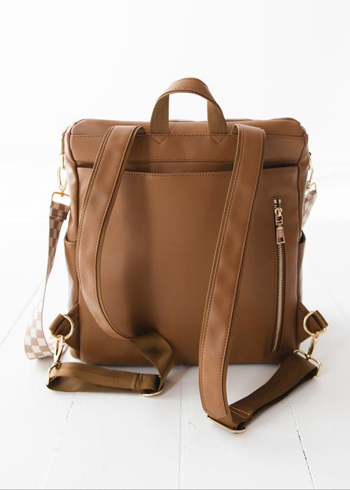 Charlie Lou Baby ® Faux Leather Diaper Bag | Checkered Crossbody Straps, Stroller Straps & Changing M