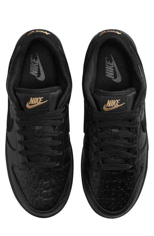 Nike Dunk Low Croc Embossed Basketball Sneaker In Black